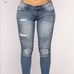 Street Race Moto Ankle Jeans(Dark Wash)